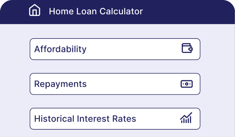 Screenshot of home loan calculator app